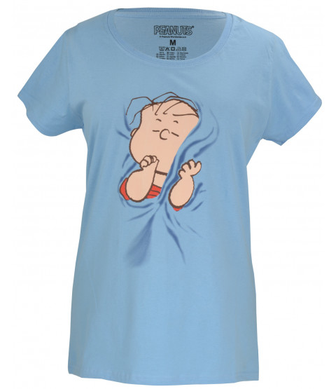 Peanuts –  Damen T-Shirt "Linus und seine Kuscheldecke"