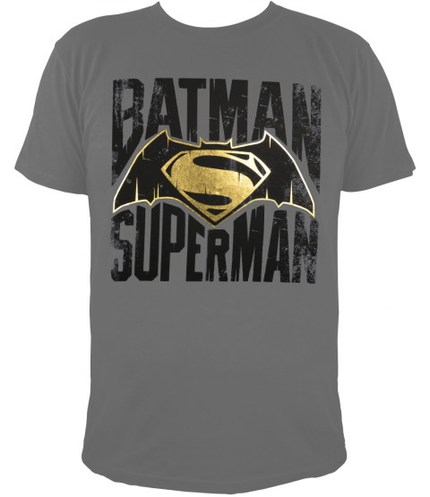 Batman vs. Superman - Herren T-Shirt, grau - 100% Baumwolle - "Batman vs. Superman - Logo"