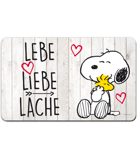 The Peanuts - Frühstücksbrettchen "Lebe, Liebe, Lache", Resopal, 23,5 x 14,5 cm