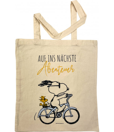 Snoopy - Stoffbeutel "Auf ins nächste Abenteuer", 38 x 42 cm, Baumwolle