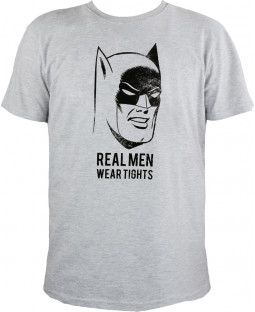 Batman - Herren T-Shirt, grau melange - "Real Men wear tights" 