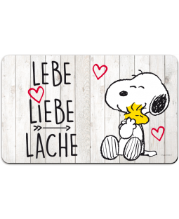 The Peanuts Frühstücksbrettchen "Lebe, Liebe, Lache", Resopal, 23,5 x 14,5 cm