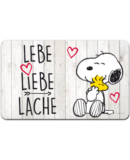 The Peanuts - Frühstücksbrettchen "Lebe, Liebe, Lache", Resopal, 23,5 x 14,5 cm