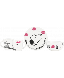 Snoopy Frühstücksset, 3-tlg. "Ein Kuss am Morgen"
