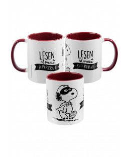 The Peanuts - Tasse " Superkraft-inner bordeaux", 320 ml, Keramik 