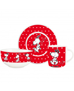 The Peanuts Breakfast Set Snoopy "Red Dots"  3-teilig